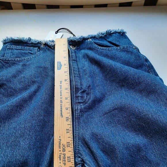 WeWoreWhat Jeans Womens 28 High Rise Frayed Waist Straight Raw Hem Retro - Picture 11 of 14
